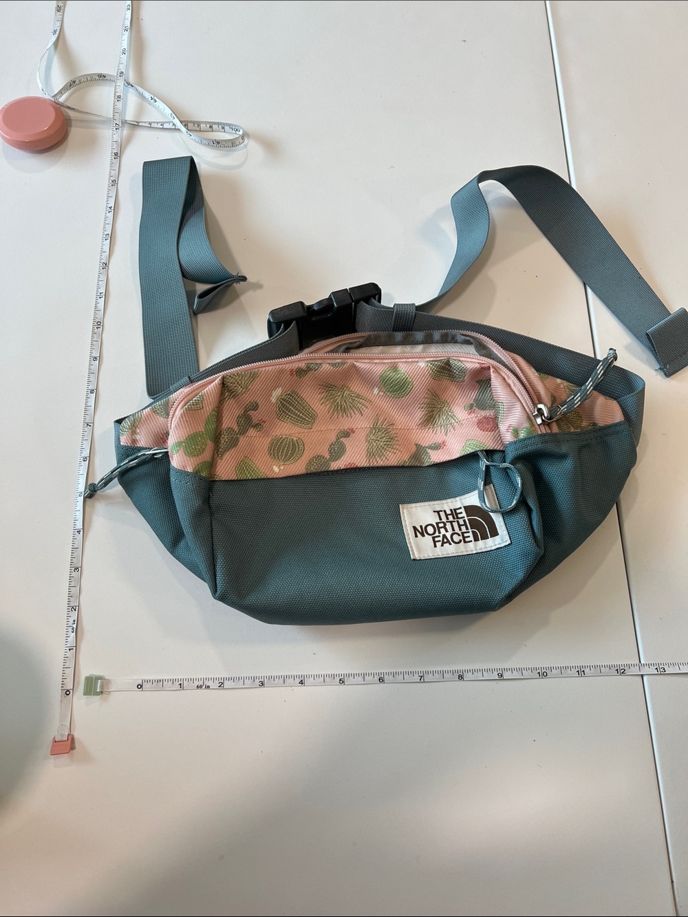 The North Face - Pink Cactus Print and Teal Waist Bag, fanny, crossbody - Picture 7 of 7